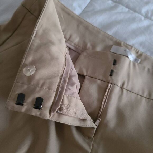 NWT Kenar Women's Khaki Solid Flat Front Cotton Blended Pants Size 4 - Picture 6 of 11